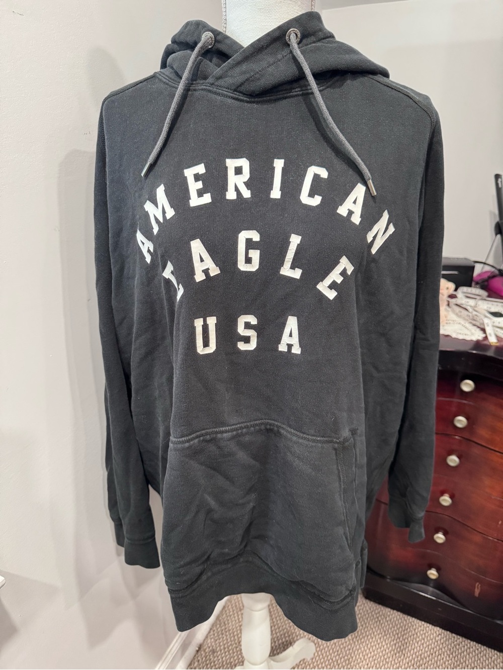 American Eagle Outfitters USA Black Hoodie Sweater - Picture 2 of 6